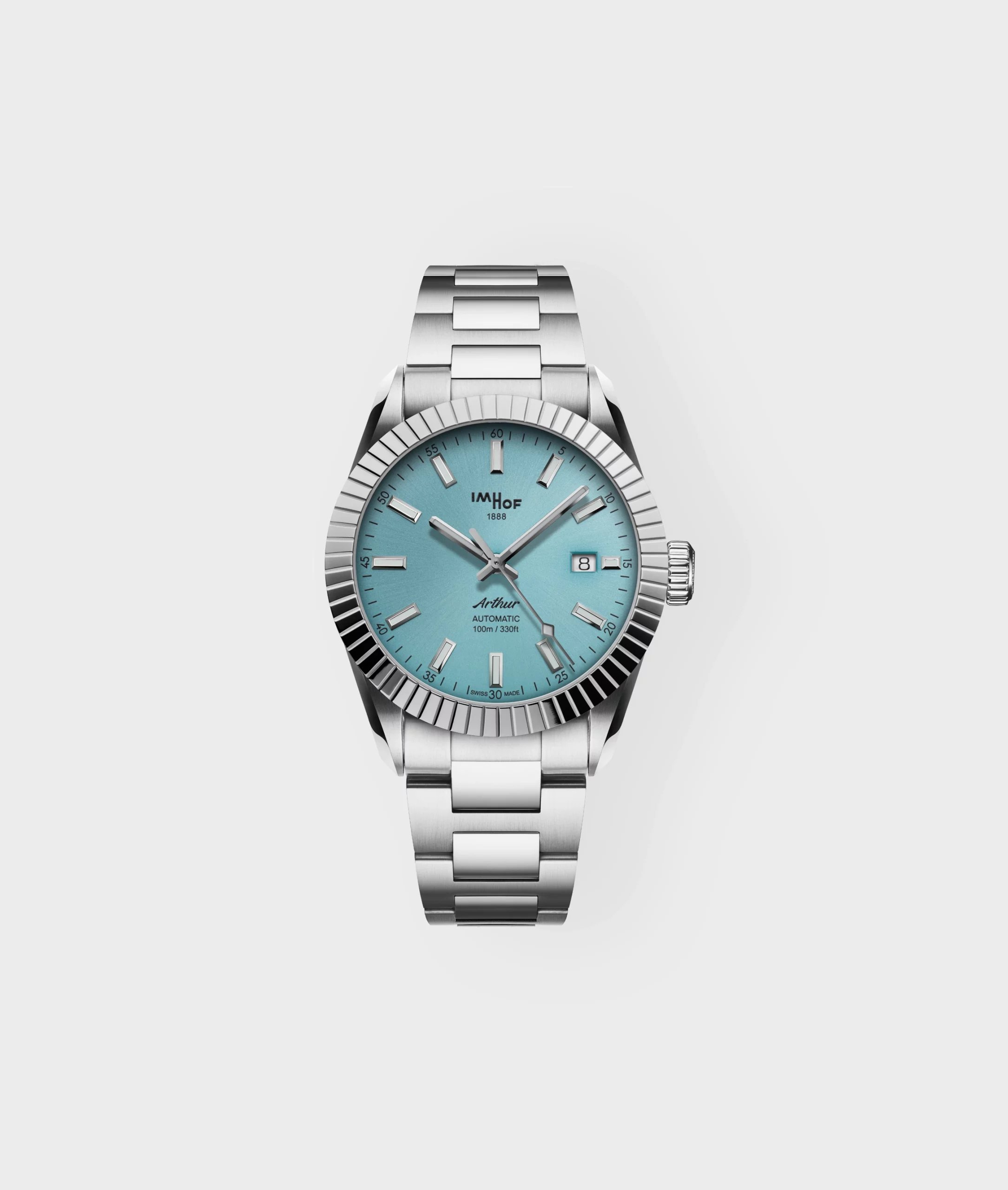 Arthur, Glacier blue color, Sun dial, Turtle bezel