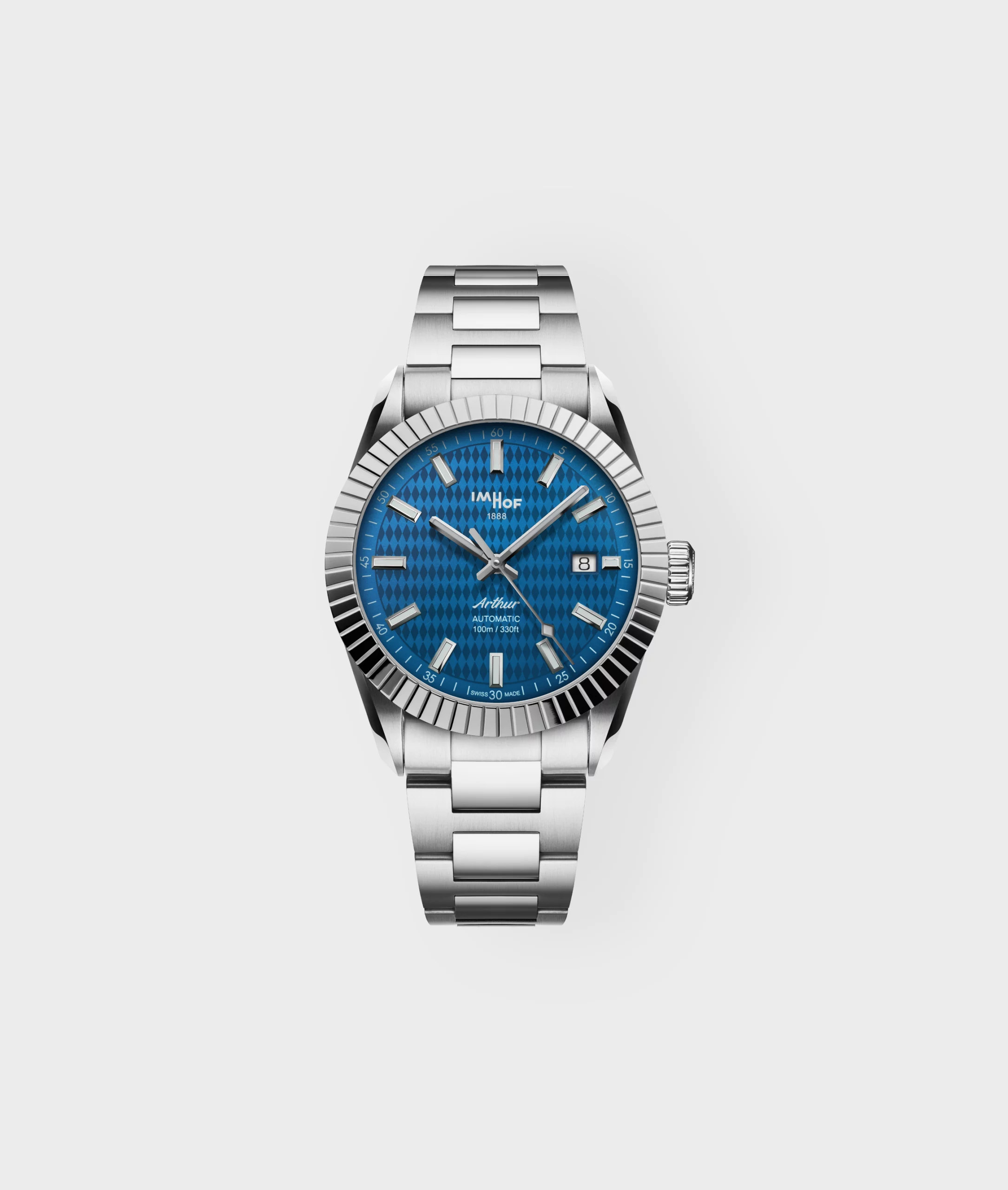 Arthur, Night Azure color, Pattern dial, Turtle bezel