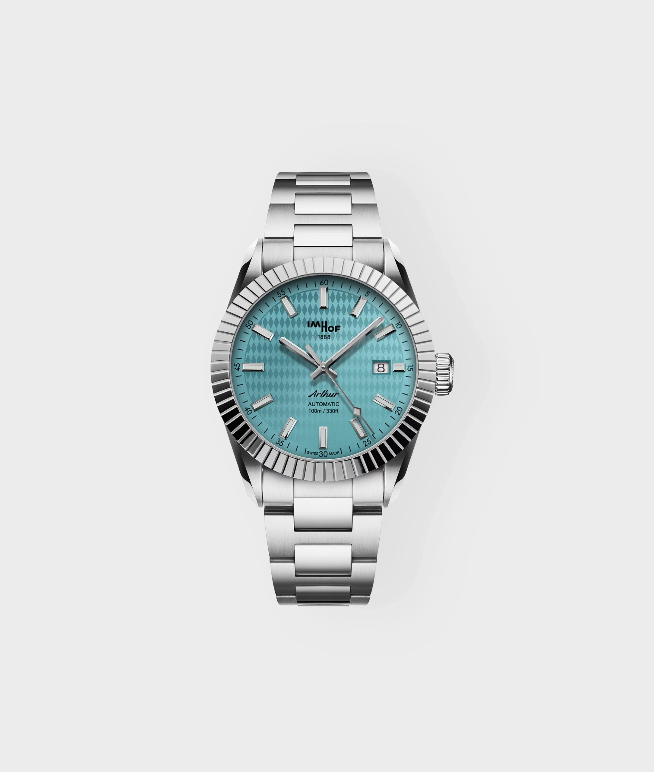 Arthur, Glacier blue color, Pattern dial, Turtle bezel